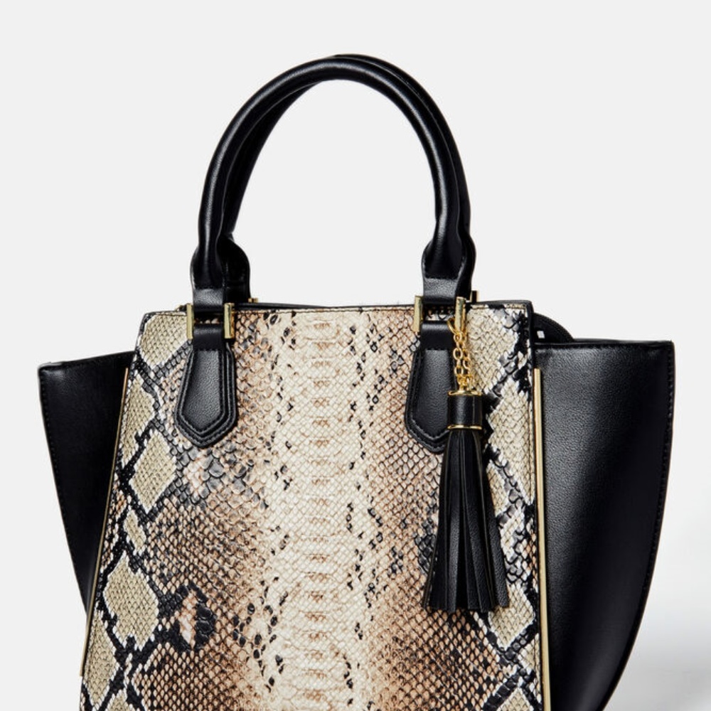 Faux Snake Tassel Satchel